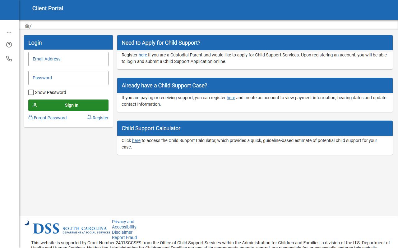 Greenwood County Clerk of Court records South Carolina DSS client portal