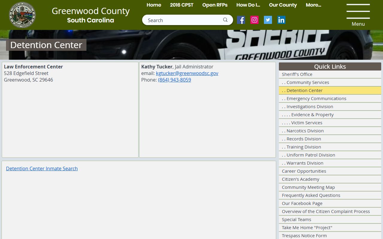 Greenwood County arrest records Detention Center source