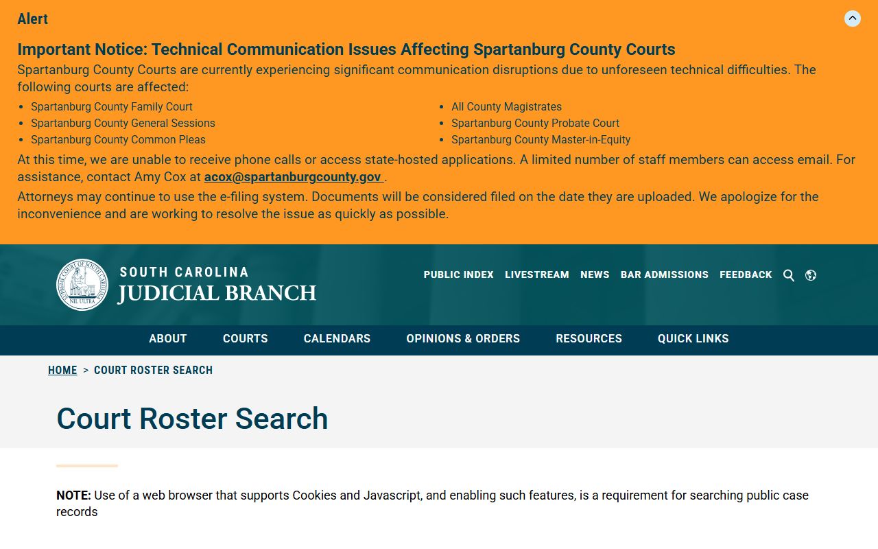 Greenwood County court dockets court roster search list