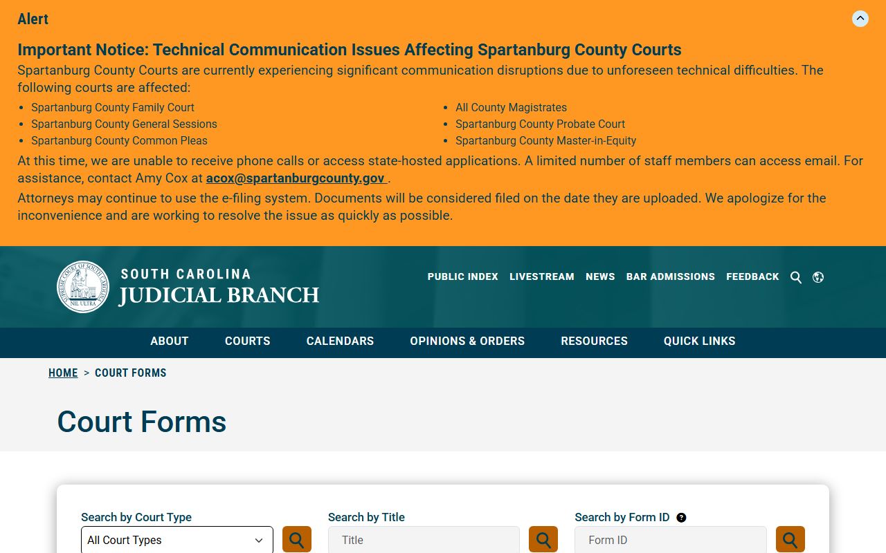 Greenwood County court records South Carolina court forms source