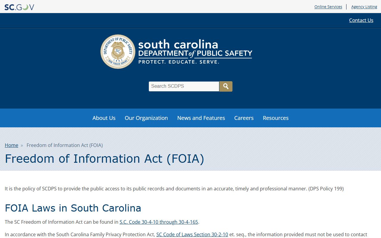 Greenwood County court records South Carolina public safety FOIA source