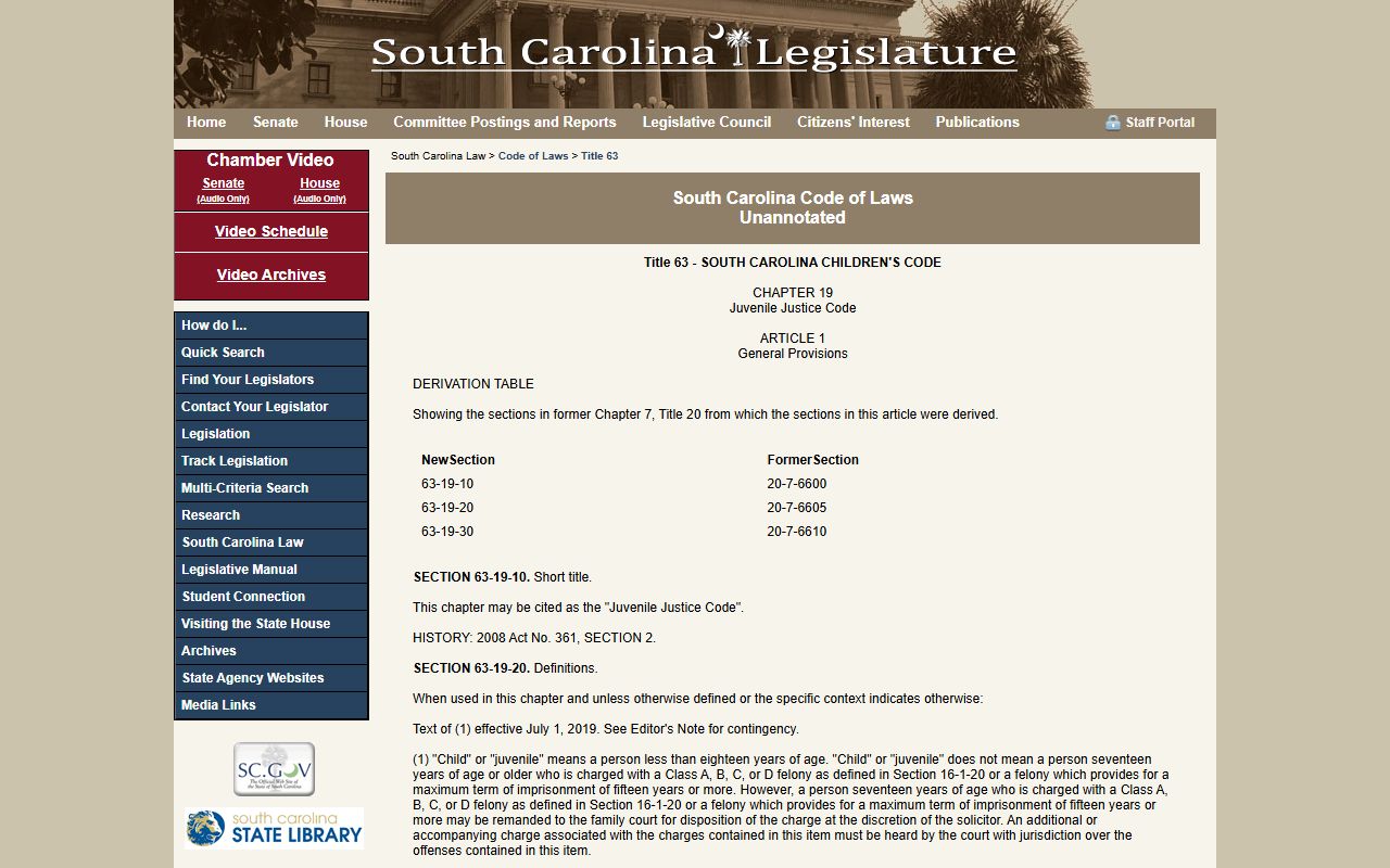 Greenwood County criminal court records juvenile justice statutes