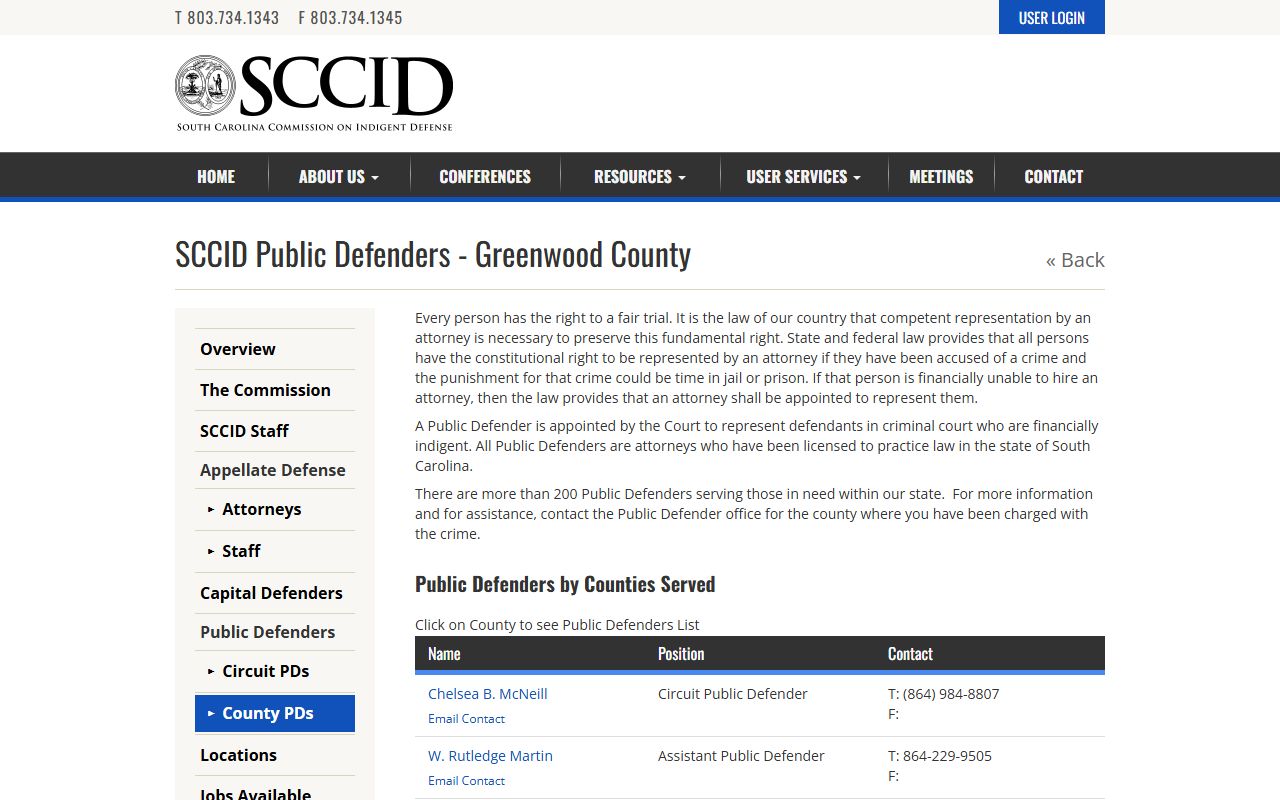 Greenwood County criminal court records public defender source