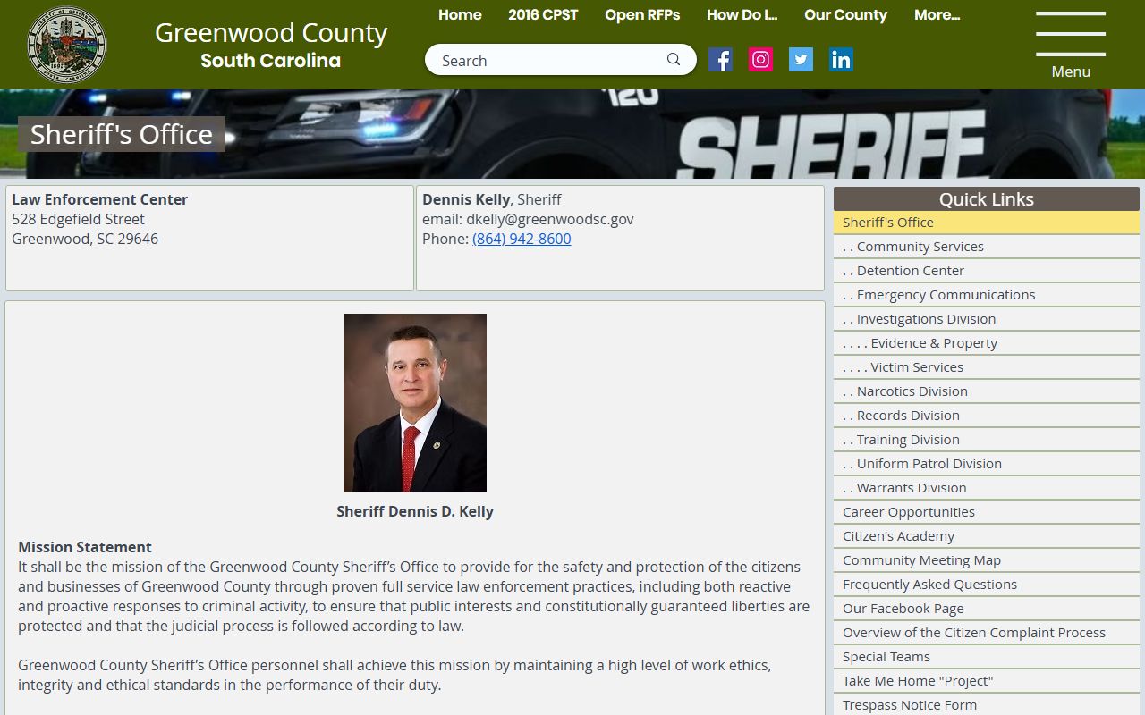 Greenwood County court records Sheriff's Office page
