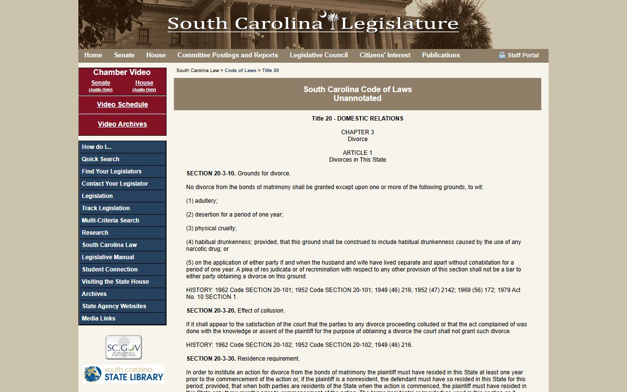Greenwood County divorce records South Carolina divorce statutes