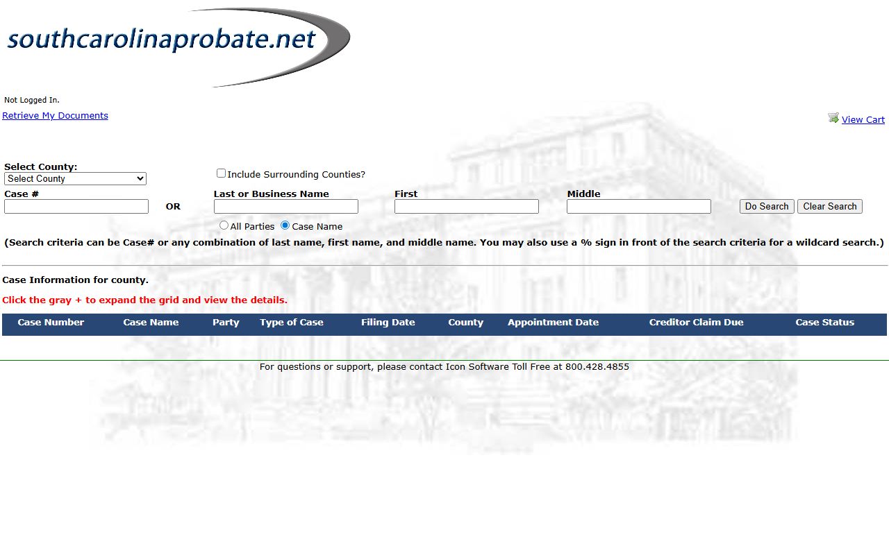 Greenwood County probate records statewide South Carolina probate file search